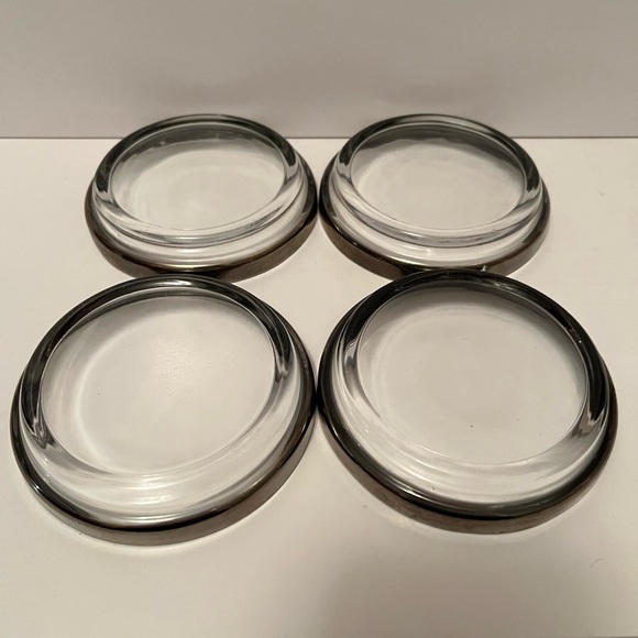 Set of 4 vintage MCM silver and crystal coasters. - Picture 6 of 8